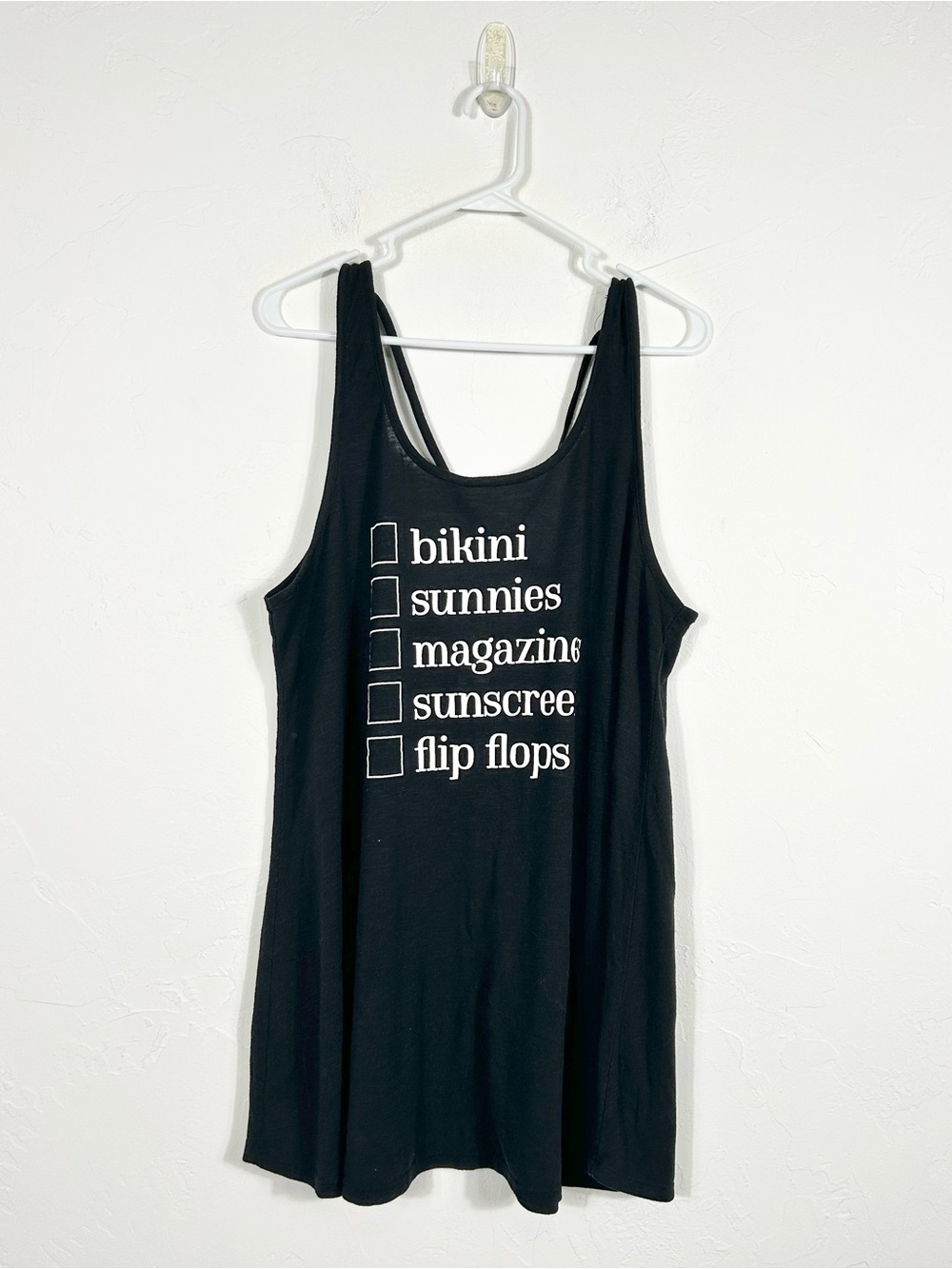 Xhilaration Black Beach Checklist Graphic Swim Cover Up Dress XL